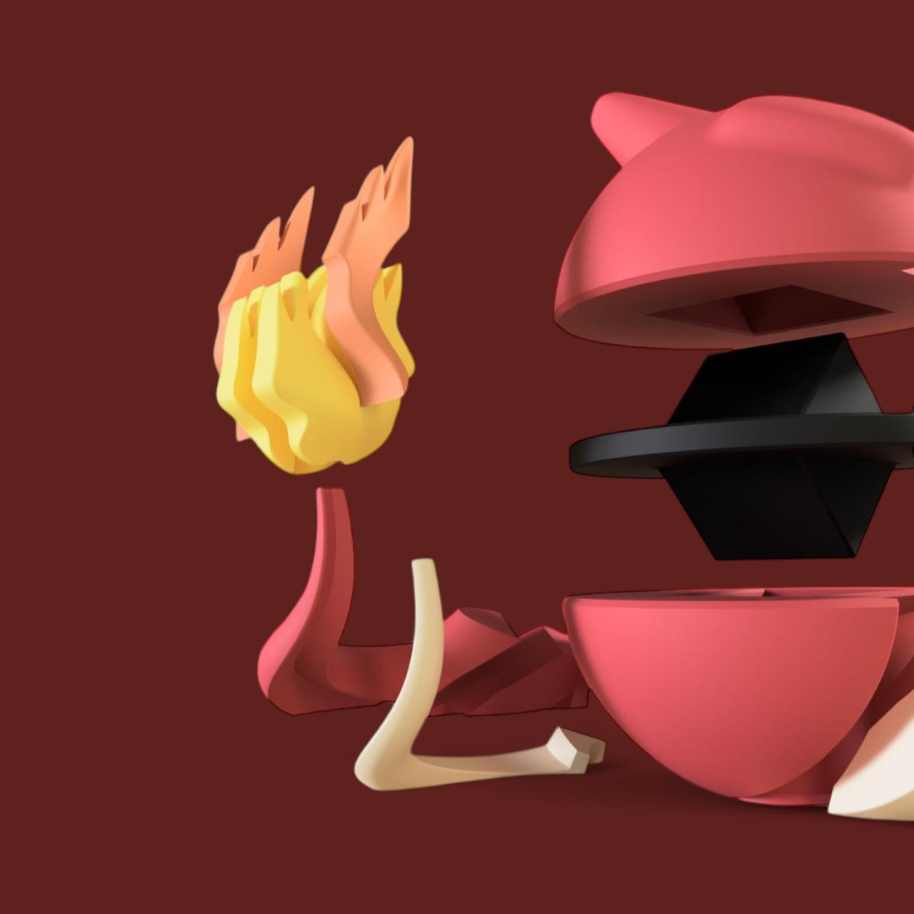 Charmeleon-Themed 3D-Printed Display Pokéball (#005)