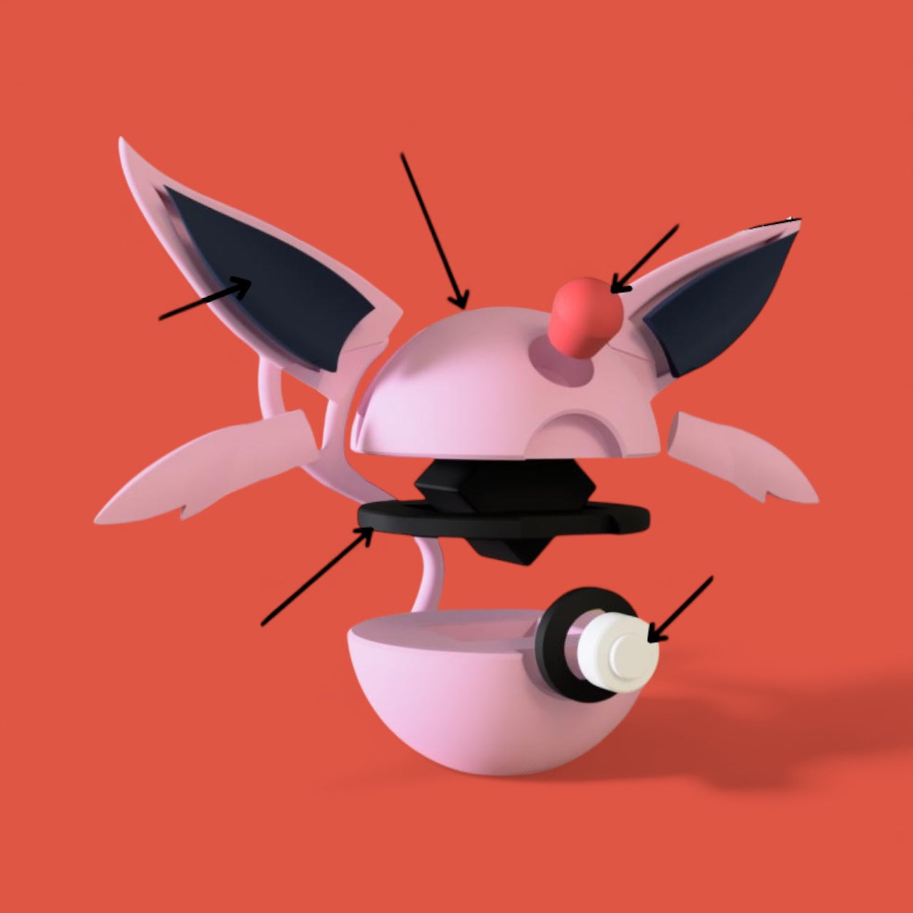 Espeon-Themed 3D-Printed Display Pokéball (#196)