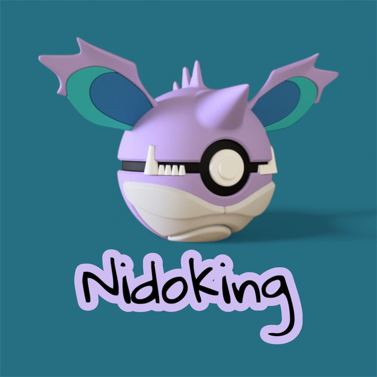 Nidoking-Themed 3D-Printed Display Pokéball (#034)