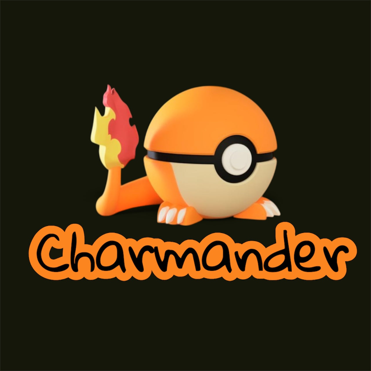 Charmander-Themed 3D-Printed Display Pokéball (#004)