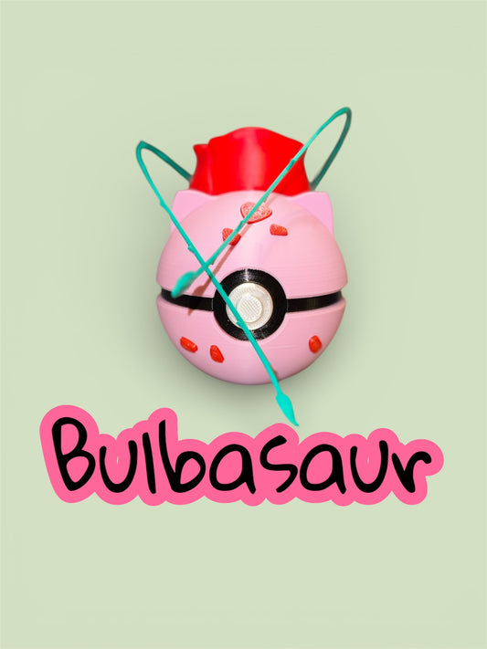 Bulbasaur-Themed 3D-Printed Display Pokéball (#001) – Rose Garden Edition