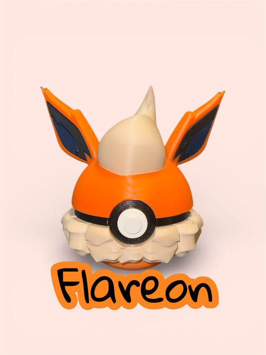 Flareon-Themed 3D-Printed Display Pokéball (#136)