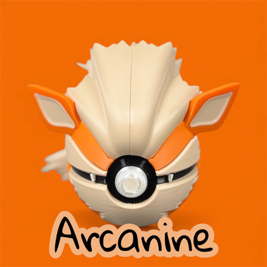 Arcanine-Themed 3D-Printed Display Pokéball (#059)