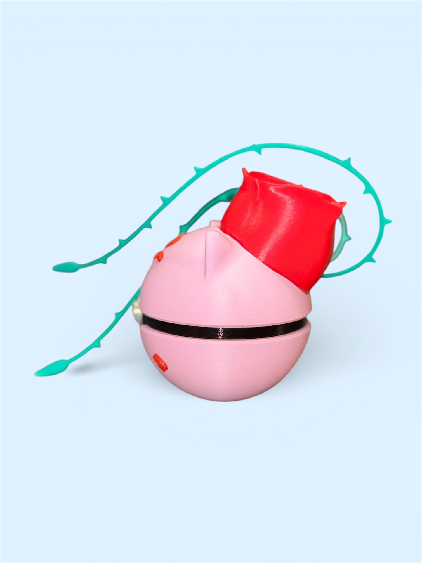 Bulbasaur-Themed 3D-Printed Display Pokéball (#001) – Rose Garden Edition