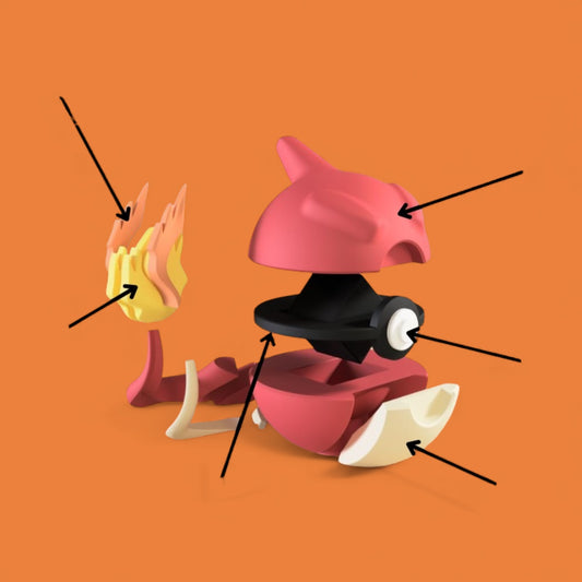 Charmeleon-Themed 3D-Printed Display Pokéball (#005)