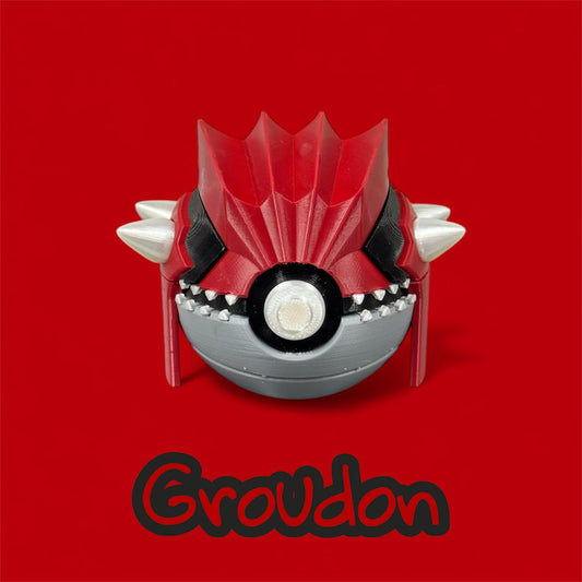 Groudon-Themed 3D-Printed Display Pokéball (#383)