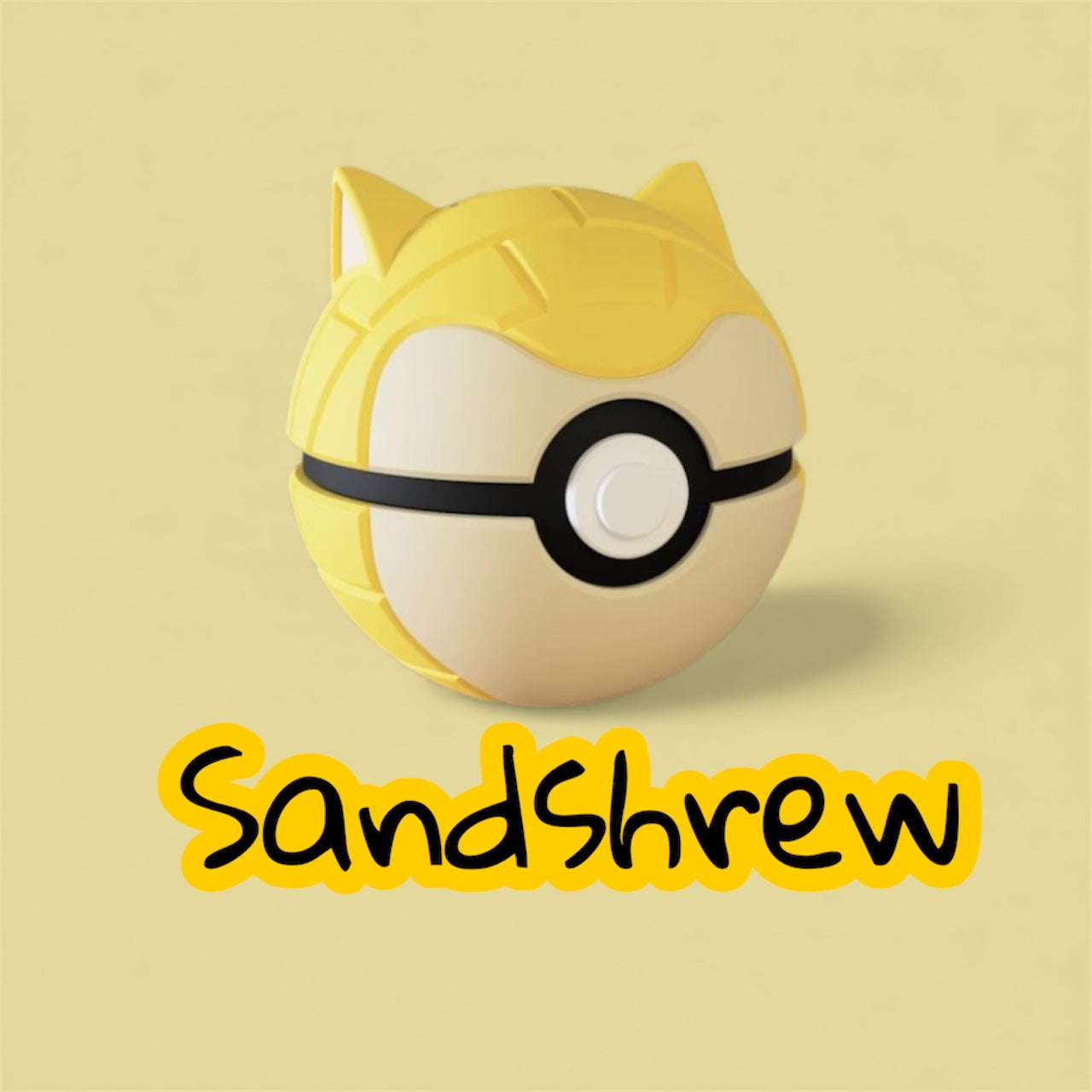 Sandshrew-Themed 3D-Printed Display Pokéball (#027)