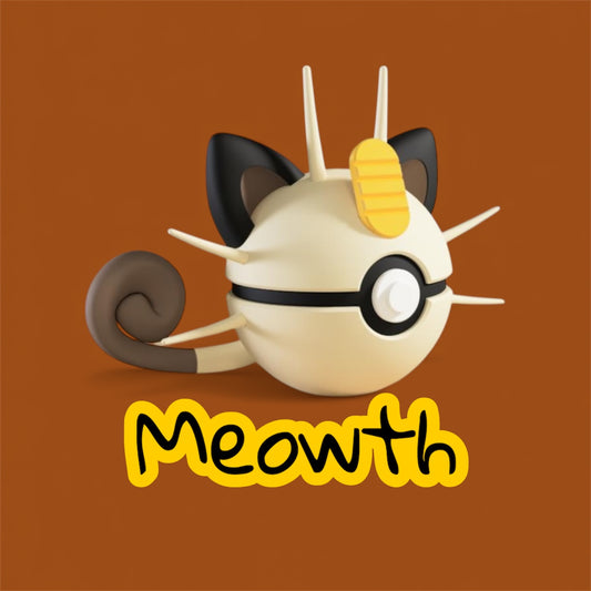 Meowth-Themed 3D-Printed Display Pokéball (#052)