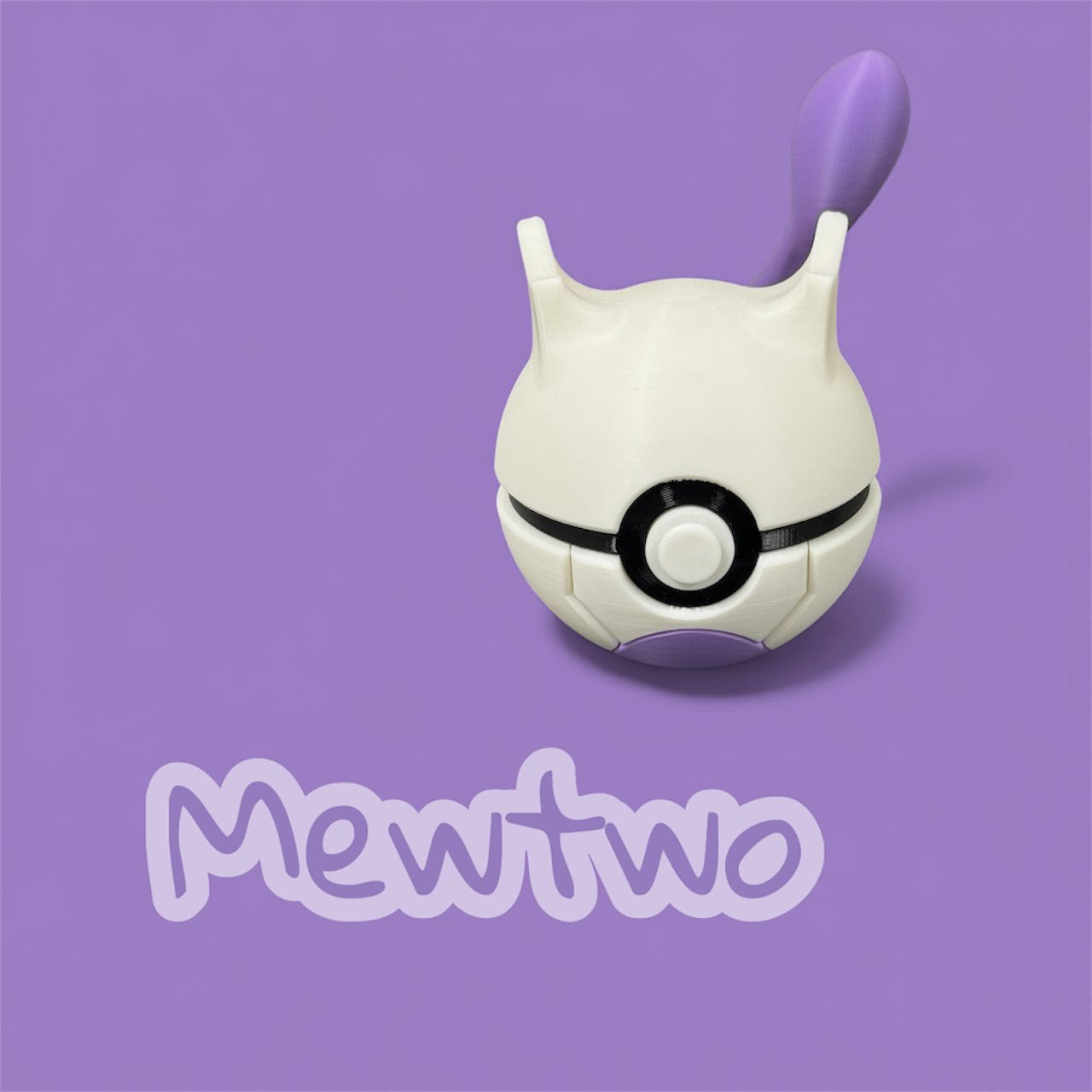 Mewtwo-Themed 3D-Printed Display Pokéball (#150)