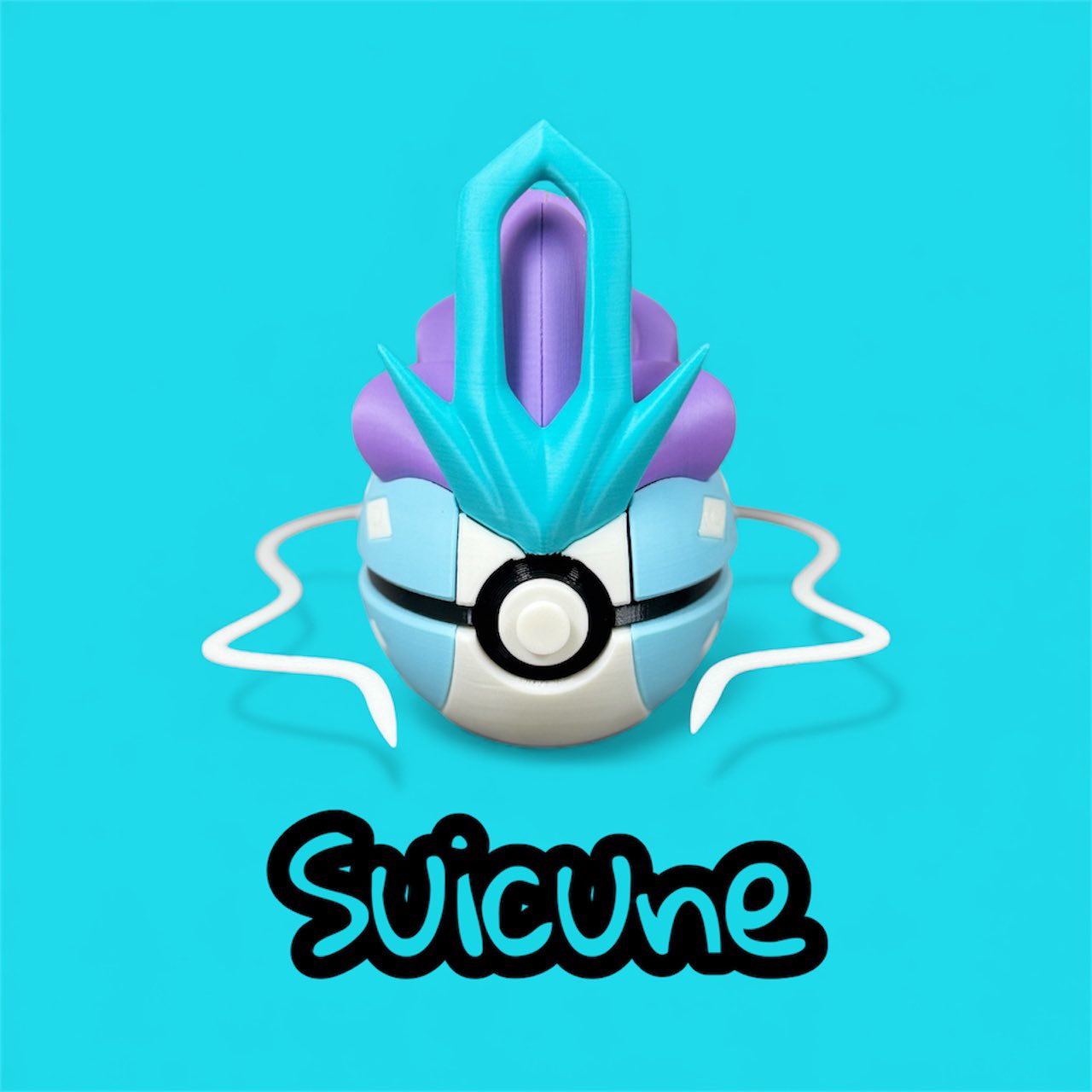 Suicune-Themed 3D-Printed Display Pokéball (#245)